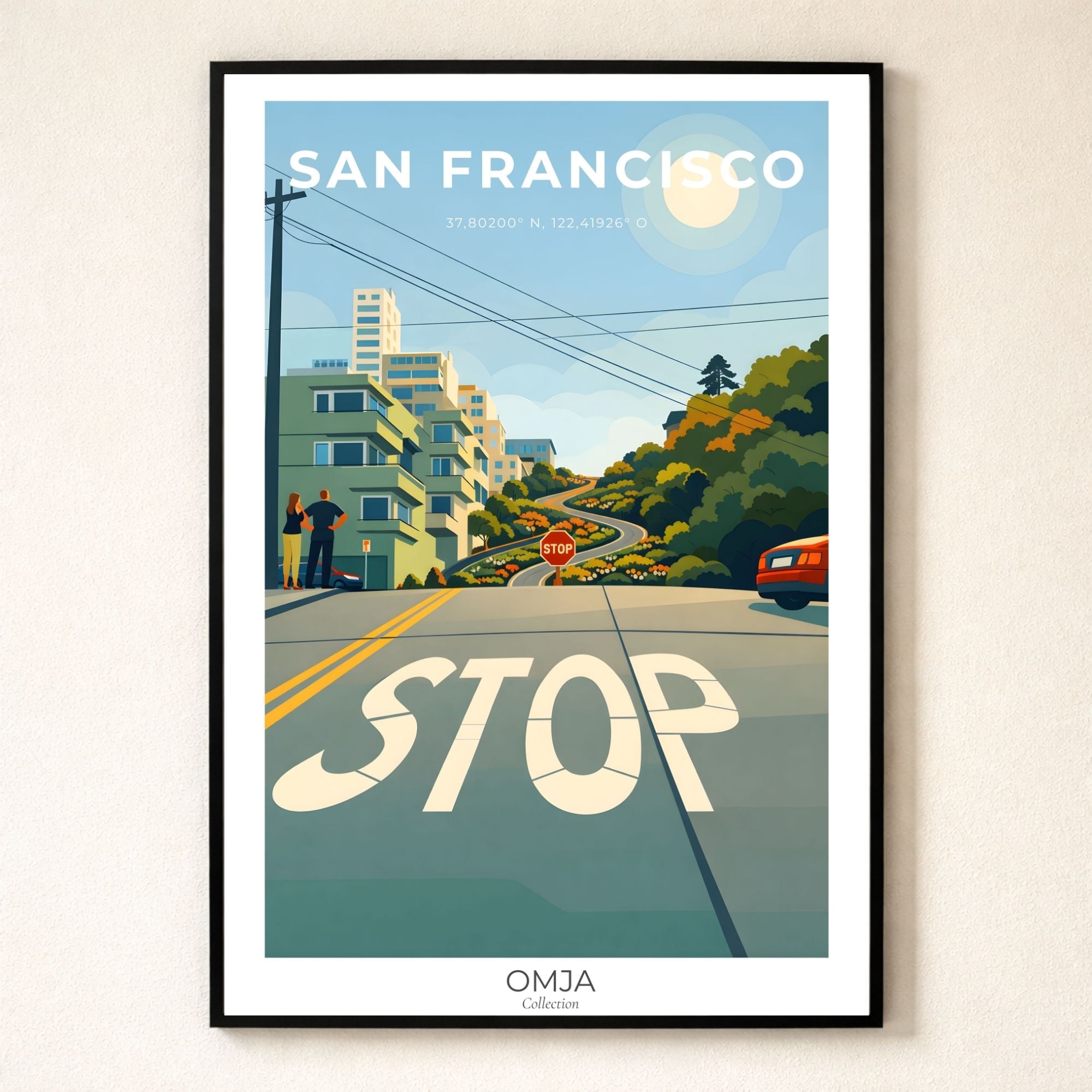 Affiche San Francisco – California Travel Poster vintage, déco murale moderne, souvenir authentique de voyage
