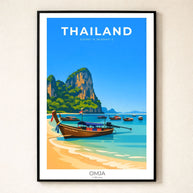 Affiche Thaïlande Ao Nang Beach Krabi – Poster photo de voyage authentique, mer turquoise, cadeau déco tropicale minimaliste
