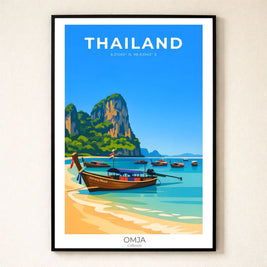 Affiche Thaïlande Ao Nang Beach Krabi – Poster photo de voyage authentique, mer turquoise, cadeau déco tropicale minimaliste