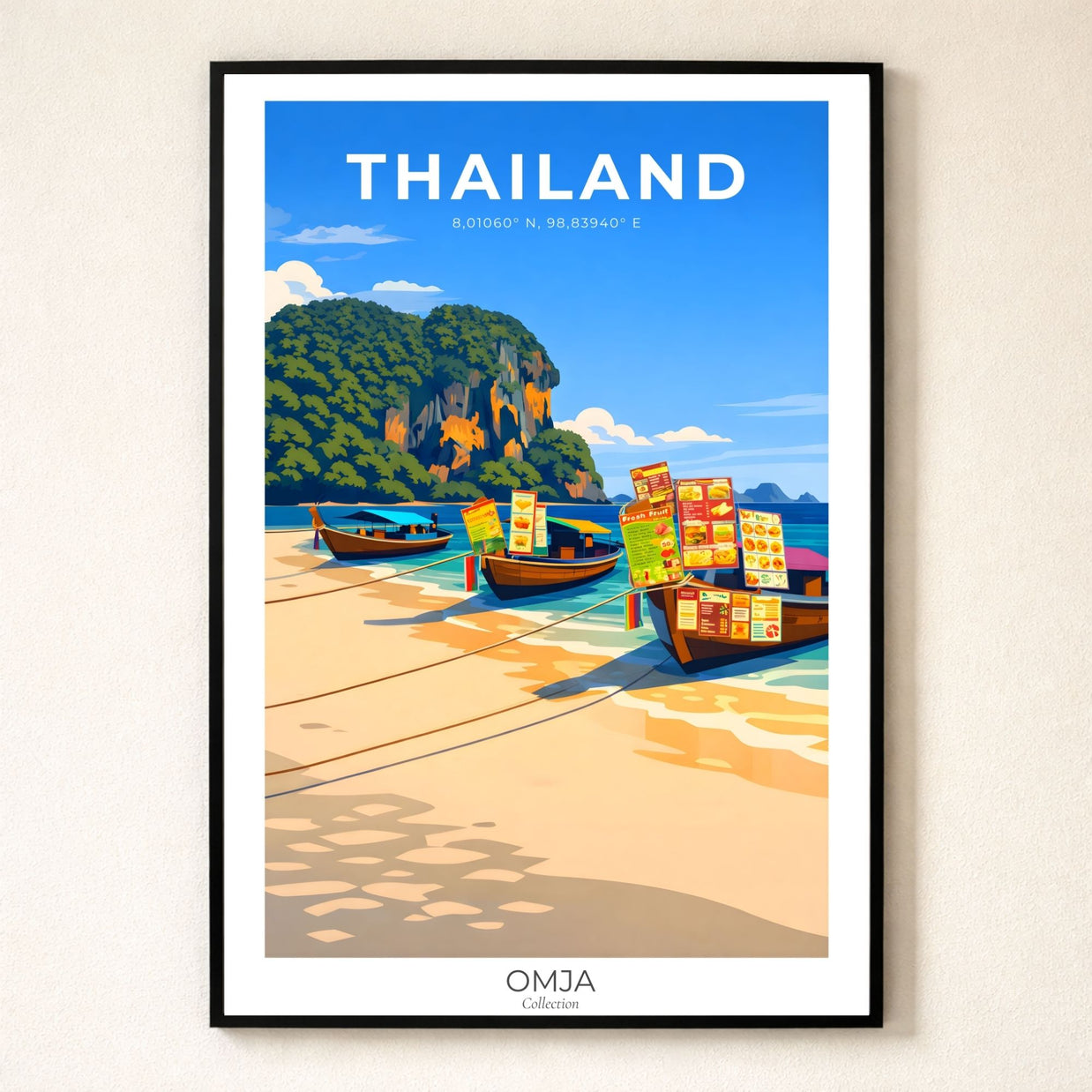 Affiche Voyage Thaïlande – Krabi & mer d’Andaman, photo originale de nos road-trips, décoration murale tropicale, idée cadeau