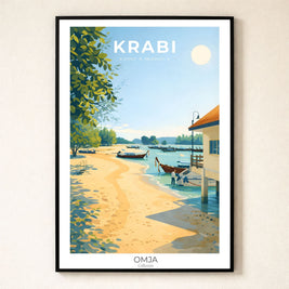 Affiche Krabi Thaïlande, poster voyage authentique inspiré de nos escapades, déco murale tropicale chic et idée cadeau