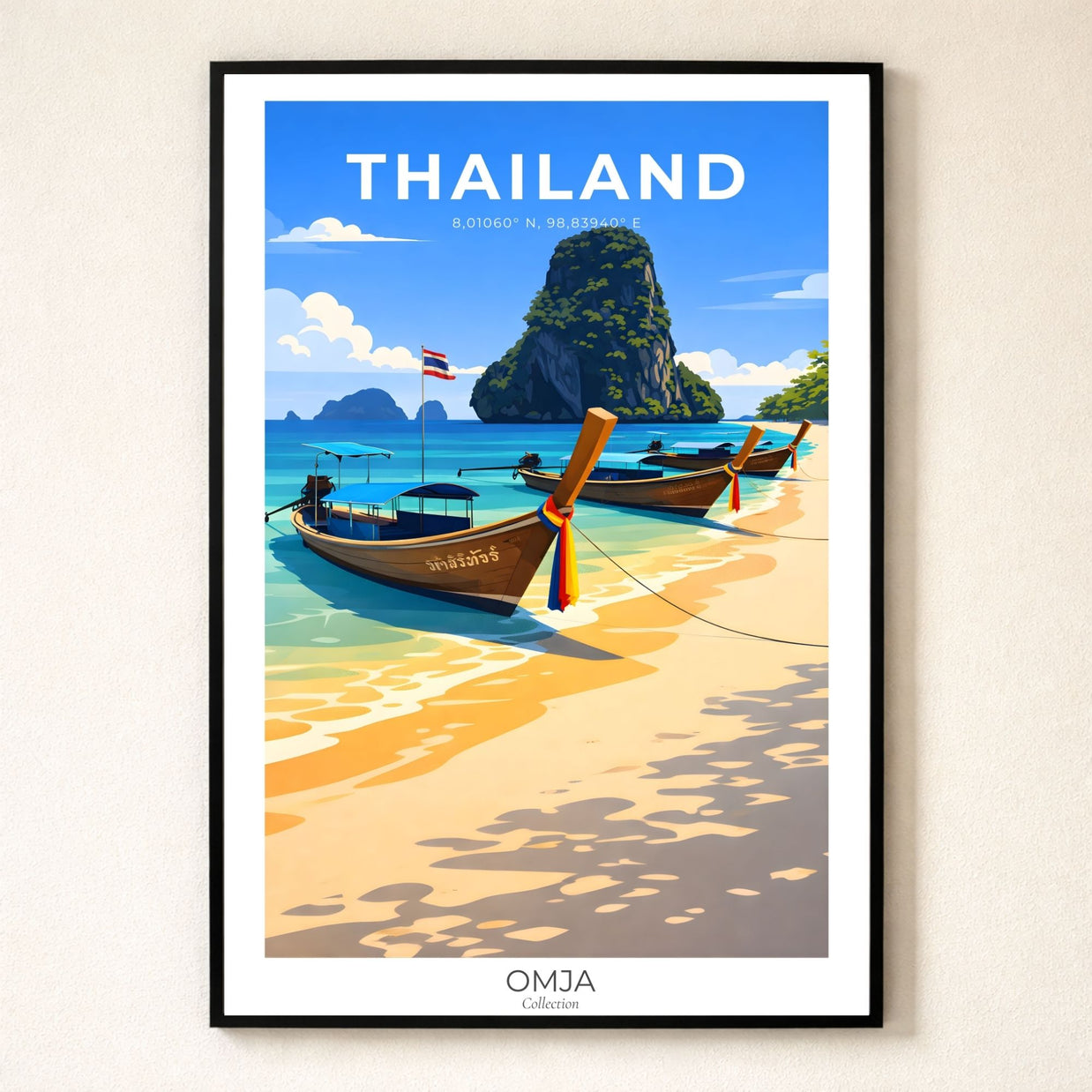 Affiche Thaïlande Railay Beach, Krabi – Poster voyage authentique, déco bord de mer tropicale, souvenir de nos explorations