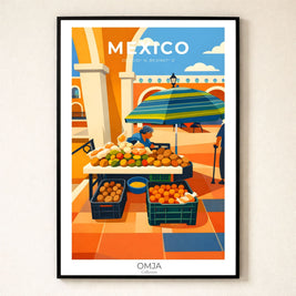 Affiche Izamal Mexique | Izamal Travel Poster | Yucatán Colonial Market Print | Décoration Murale Voyage | Wall Art