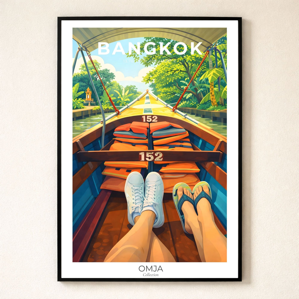 Affiche Bangkok Thaïlande | Tirage photo de voyage authentique, ambiance khlongs & temples | Déco murale exotique, cadeau