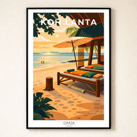 Affiche Koh Lanta Thaïlande – Sunset Andaman & esprit tropical chic, poster voyage photo originale, déco bohème bord de mer