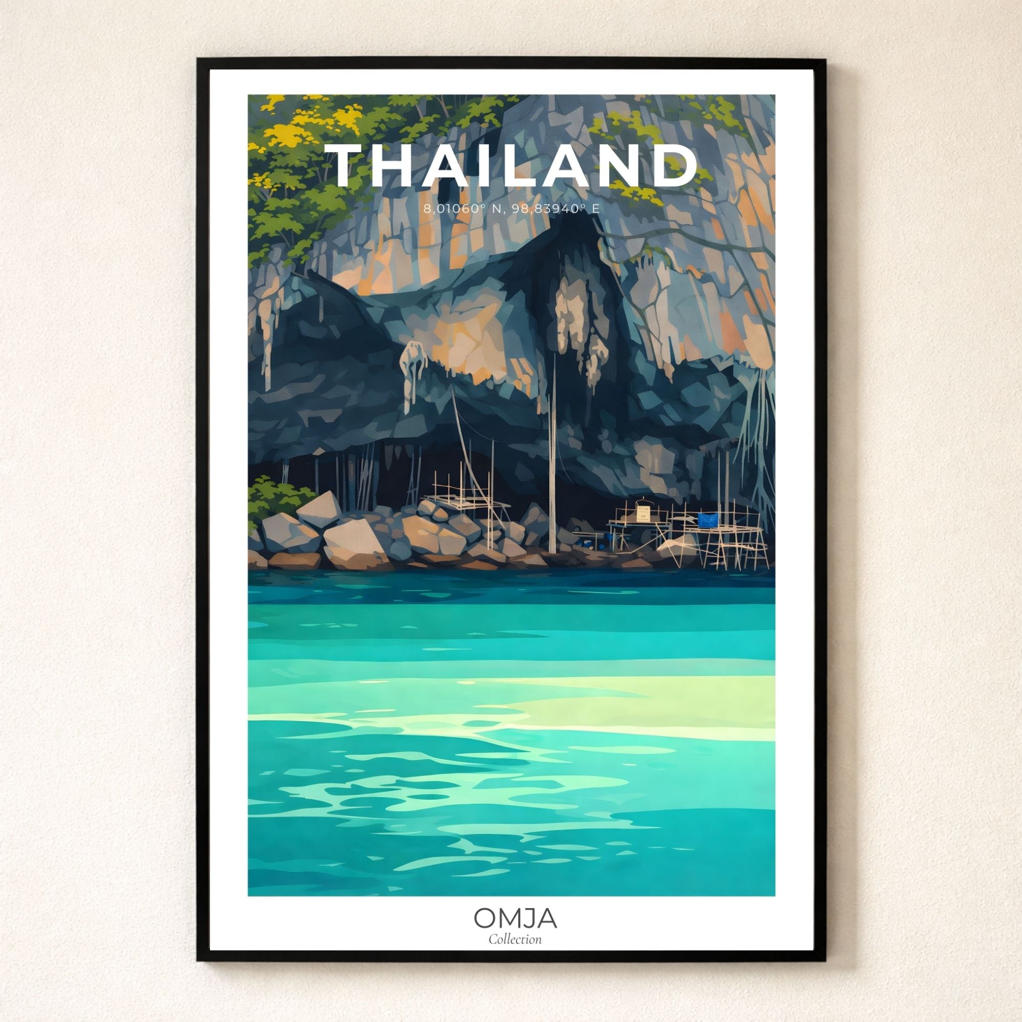 Affiche Thaïlande Railay Beach – Poster voyage tropical | Décoration murale élégante Krabi