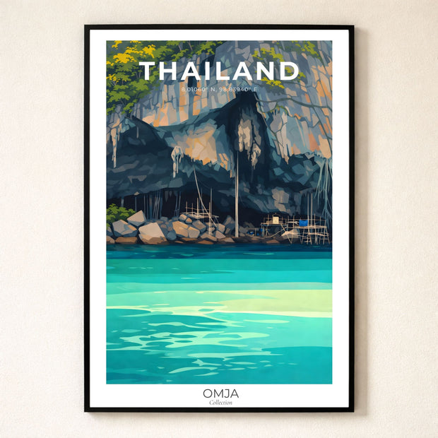 Affiche Thaïlande Railay Beach – Poster voyage tropical | Décoration murale élégante Krabi