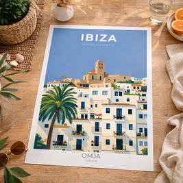 Affiche Ibiza – Village Blanc Méditerranéen | Poster Voyage & Déco Murale