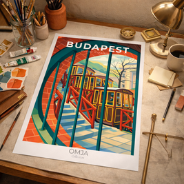 Affiche Budapest – Funiculaire Historique | Poster Voyage Hongrie & Déco Murale