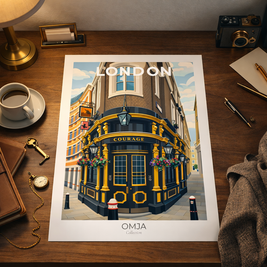 Affiche Londres – Poster London pub iconique & architecture britannique, déco murale chic, souvenir de voyage authentique