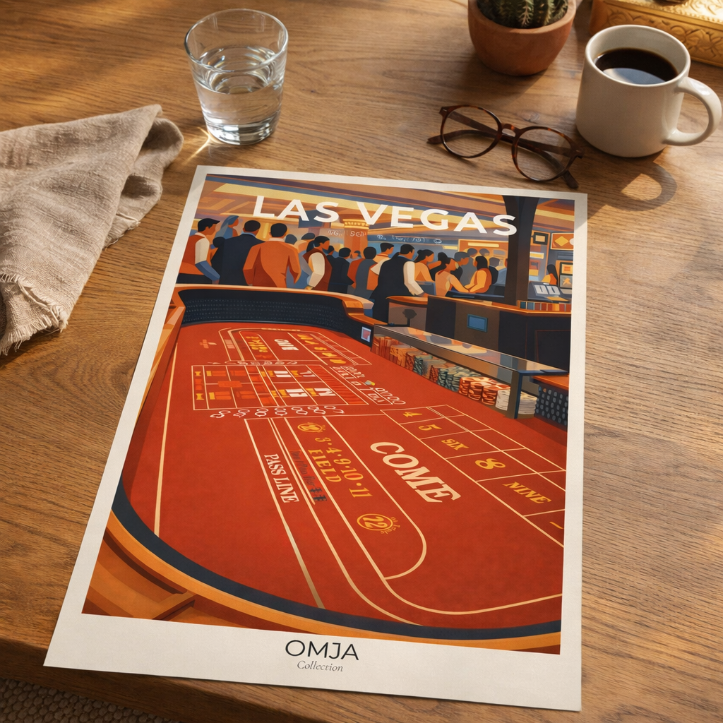 Affiche Las Vegas | Poster voyage Nevada | Art mural casino | Déco moderne rétro | Cadeau USA | City trip Vegas