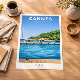 Affiche Îles de Lérins – Cannes Côte d’Azur | Poster Voyage Méditerranée Authentique