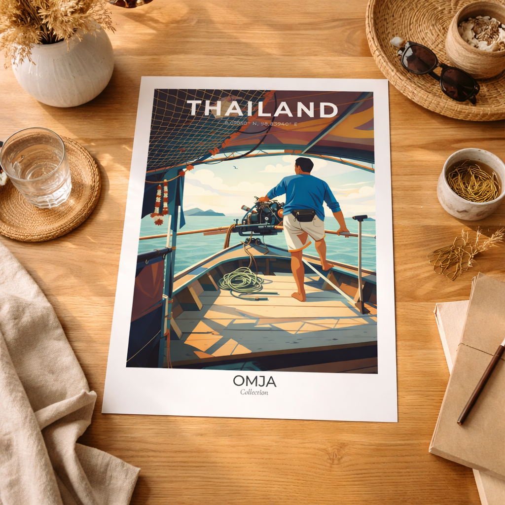 Affiche Thaïlande authentique – Poster voyage tropical chic, décoration murale inspirante issue de nos propres aventures