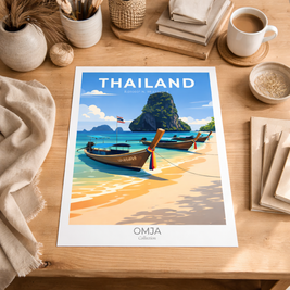 Affiche Thaïlande Railay Beach, Krabi – Poster voyage authentique, déco bord de mer tropicale, souvenir de nos explorations
