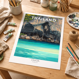Affiche Thaïlande Railay Beach – Poster voyage tropical | Décoration murale élégante Krabi