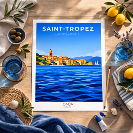 Affiche Saint-Tropez | Poster Côte d’Azur | Art mural Méditerranée | Déco bord de mer chic | Cadeau Provence