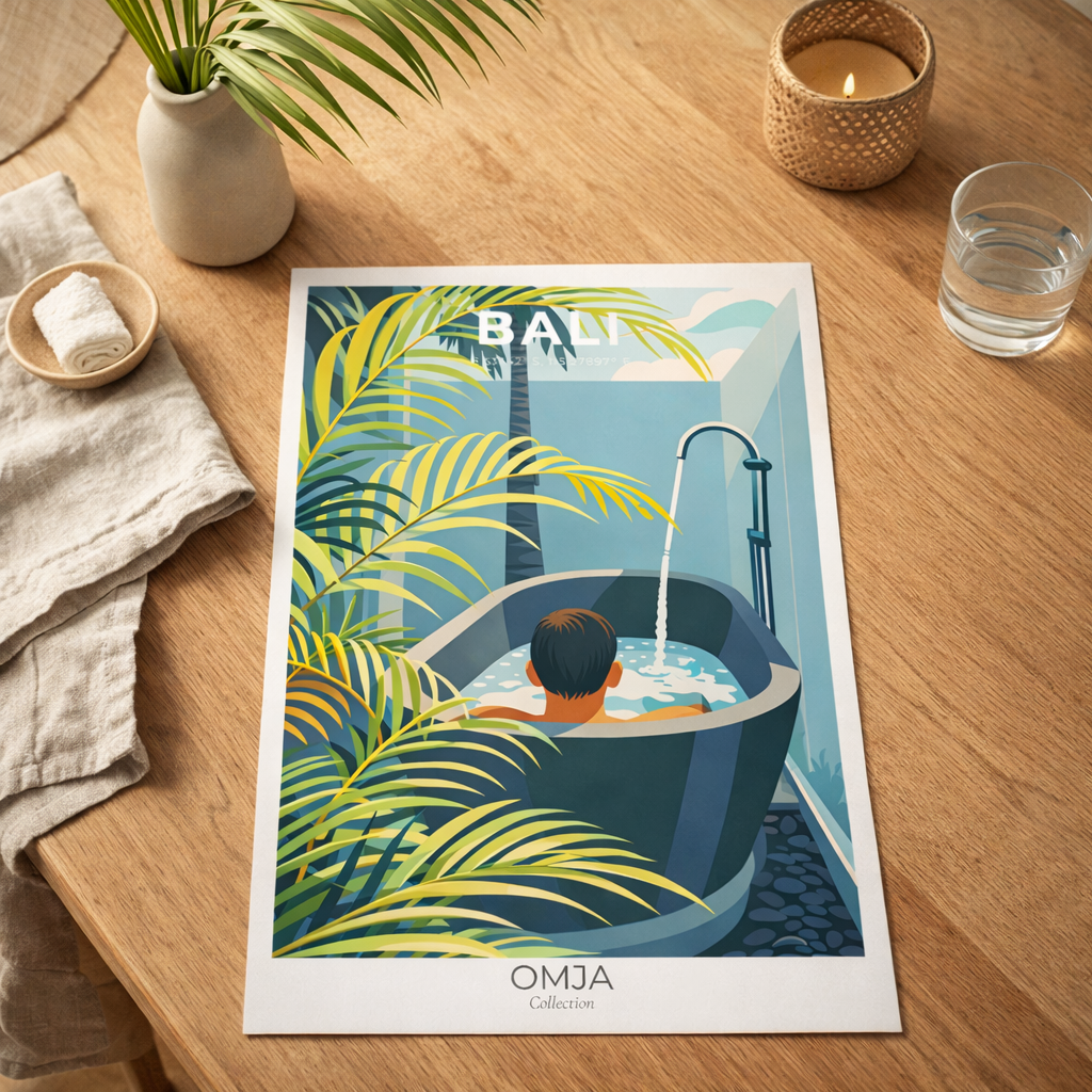 Affiche Bali Ubud – Poster voyage tropical chic, déco murale premium, cadeau souvenir d’Indonésie