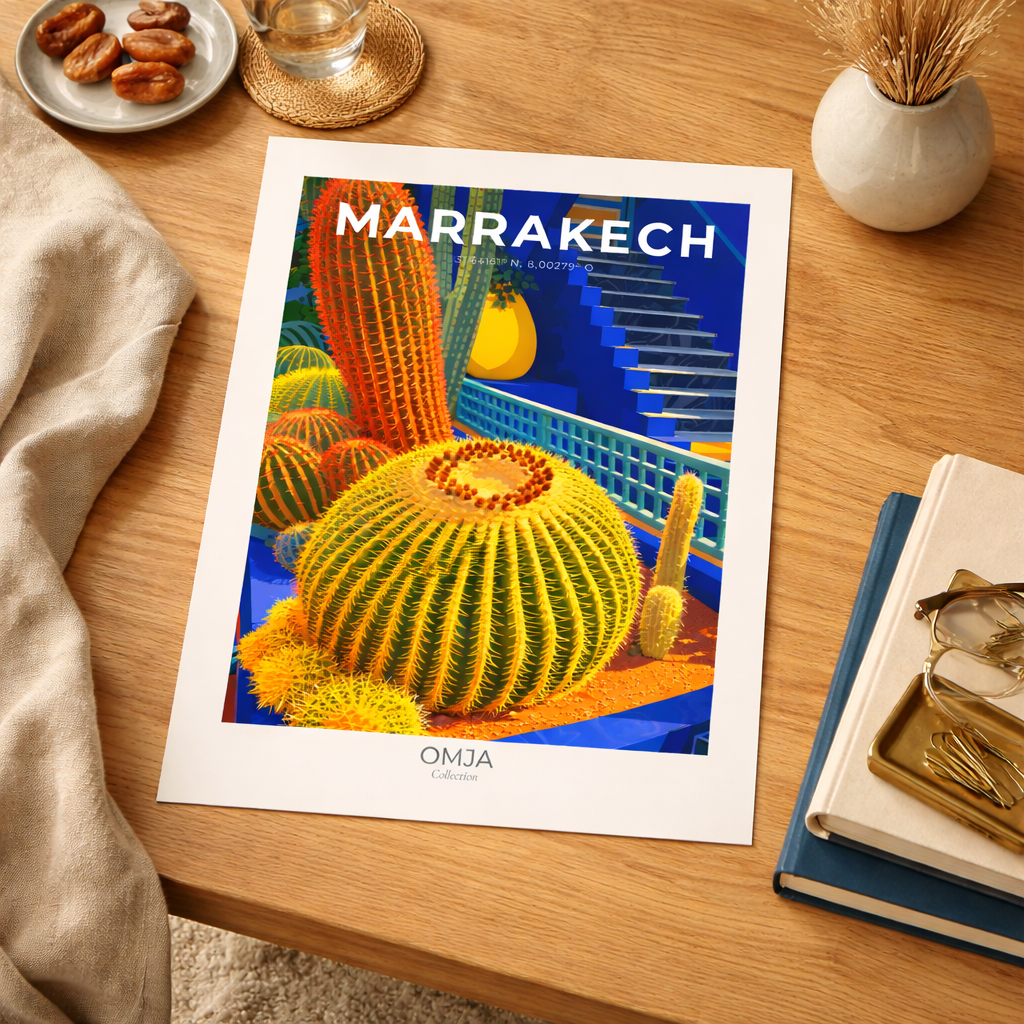 Affiche Marrakech – Jardin Majorelle & Esprit Oriental | Poster Voyage Déco Murale