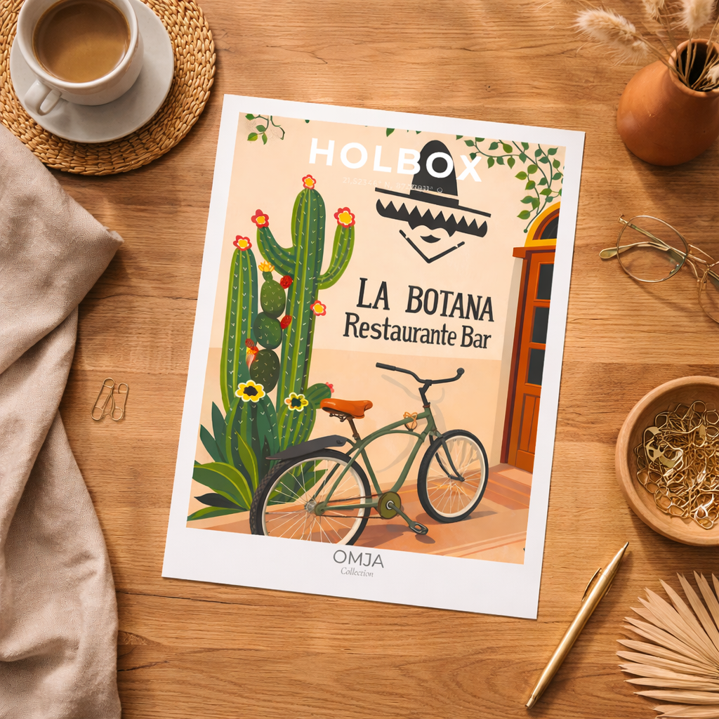 Affiche Holbox Mexique – Isla Holbox “La Botana” | Poster voyage bohème, déco tropicale Yucatán