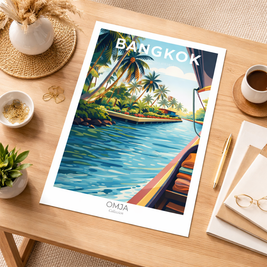 Affiche Bangkok Thaïlande – Photo de voyage authentique, déco exotique tropicale, cadeau globe-trotteur, style bohème chic