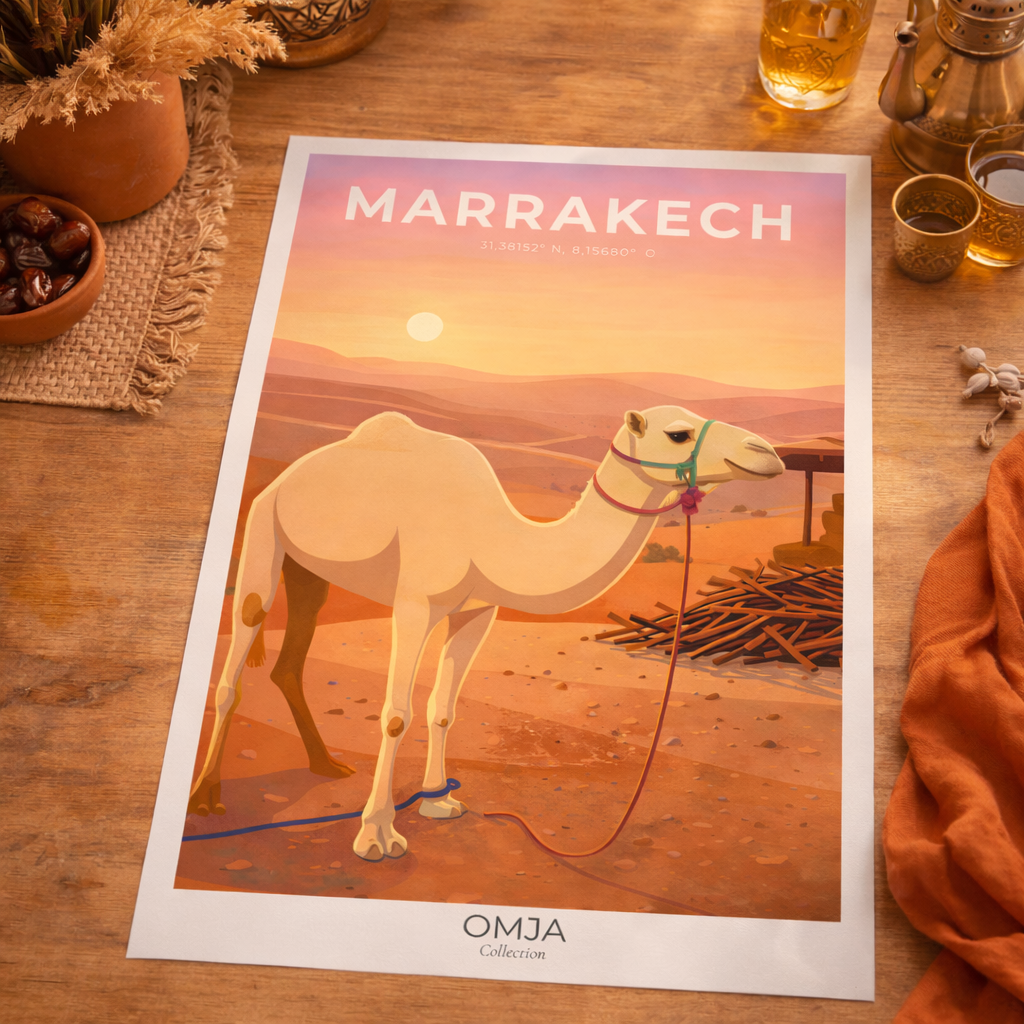 Affiche Marrakech Maroc – Déco voyage bohème, poster désert & Médina, photo originale de nos voyages