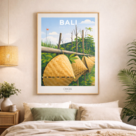 Affiche Bali – Esprit rizières & artisanat balinais | Décoration murale voyage, poster tropical chic