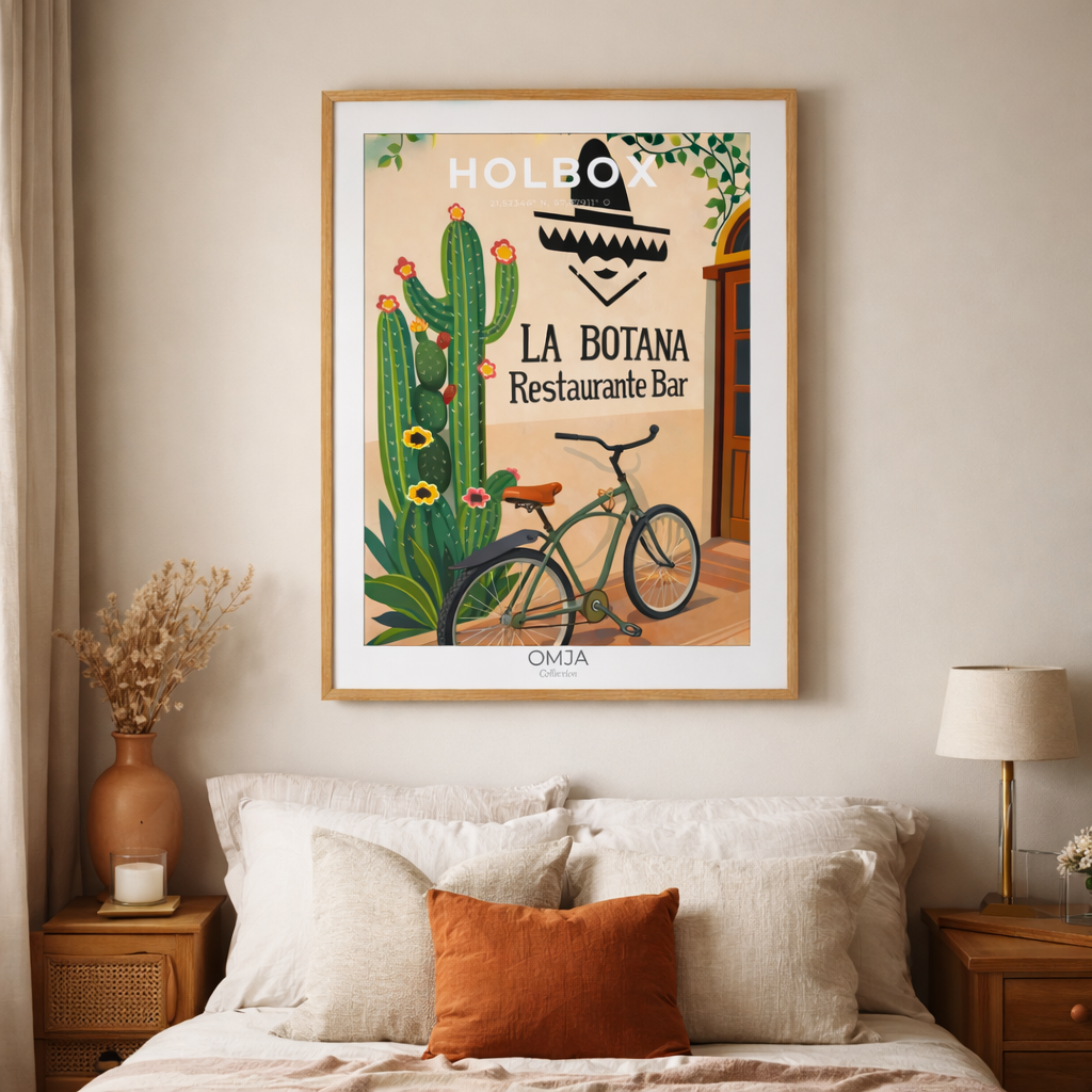 Affiche Holbox Mexique – Isla Holbox “La Botana” | Poster voyage bohème, déco tropicale Yucatán