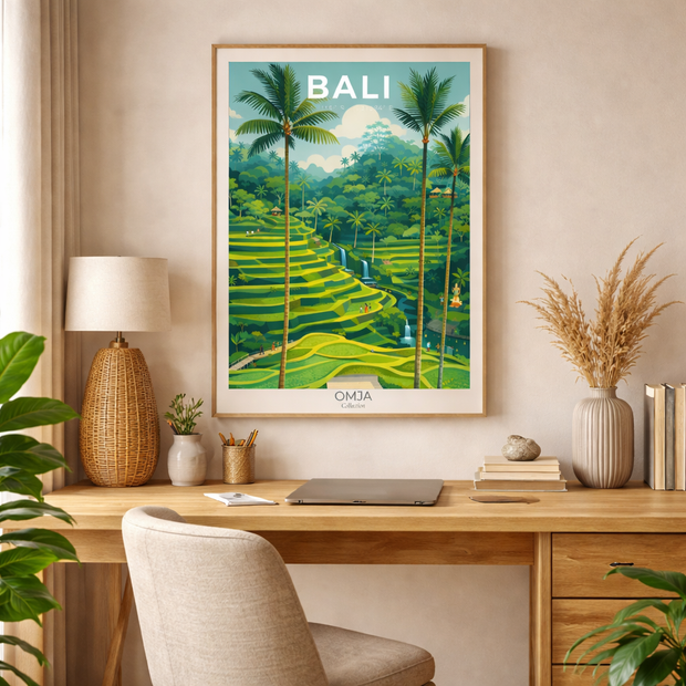 Affiche BALI – Rizières de Tegallalang | Évasion tropicale à Ubud | Photo de voyage originale | Déco nature zen