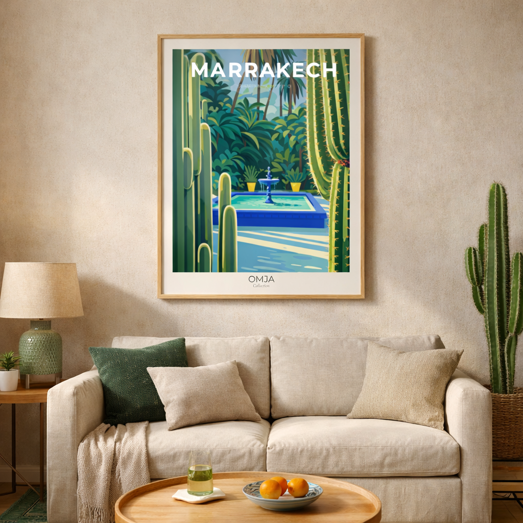 Affiche Marrakech – Jardin Secret & Oasis Orientale | Poster Voyage Déco Murale