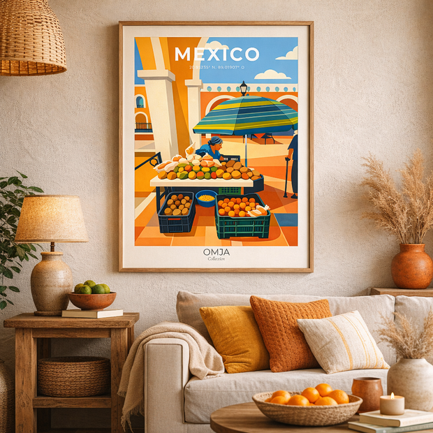 Affiche Izamal Mexique | Izamal Travel Poster | Yucatán Colonial Market Print | Décoration Murale Voyage | Wall Art