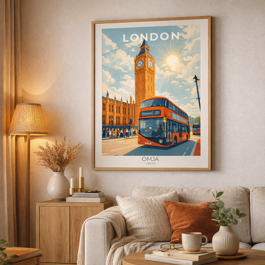 London Poster – Big Ben London Bus | UK Travel Poster, Wall Decor & Gift