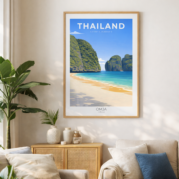 Affiche Thaïlande Phi Phi – Évasion tropicale en mer d’Andaman, souvenir de voyage authentique, déco poster premium pour salon