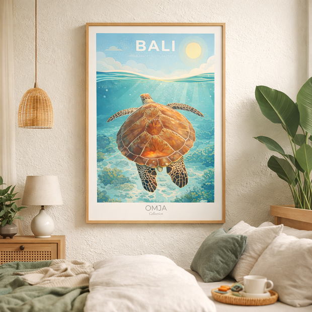 Affiche BALI – Gili Trawangan lagon turquoise | Esprit surf & snorkeling | Photo de voyage originale | Déco bord de mer