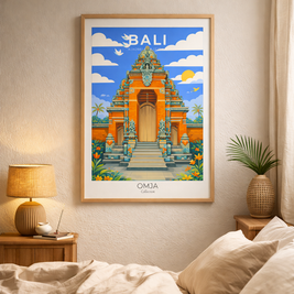 Affiche Bali Indonésie – Temple balinais tropical | Poster voyage photo authentique | Déco bohème, cadeau aventurier