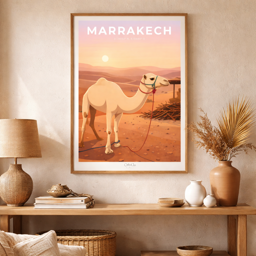 Affiche Marrakech Maroc – Déco voyage bohème, poster désert & Médina, photo originale de nos voyages