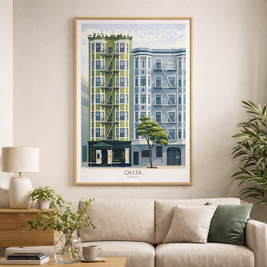 Affiche San Francisco Californie – Architecture victorienne & vibes West Coast | Décoration murale voyage