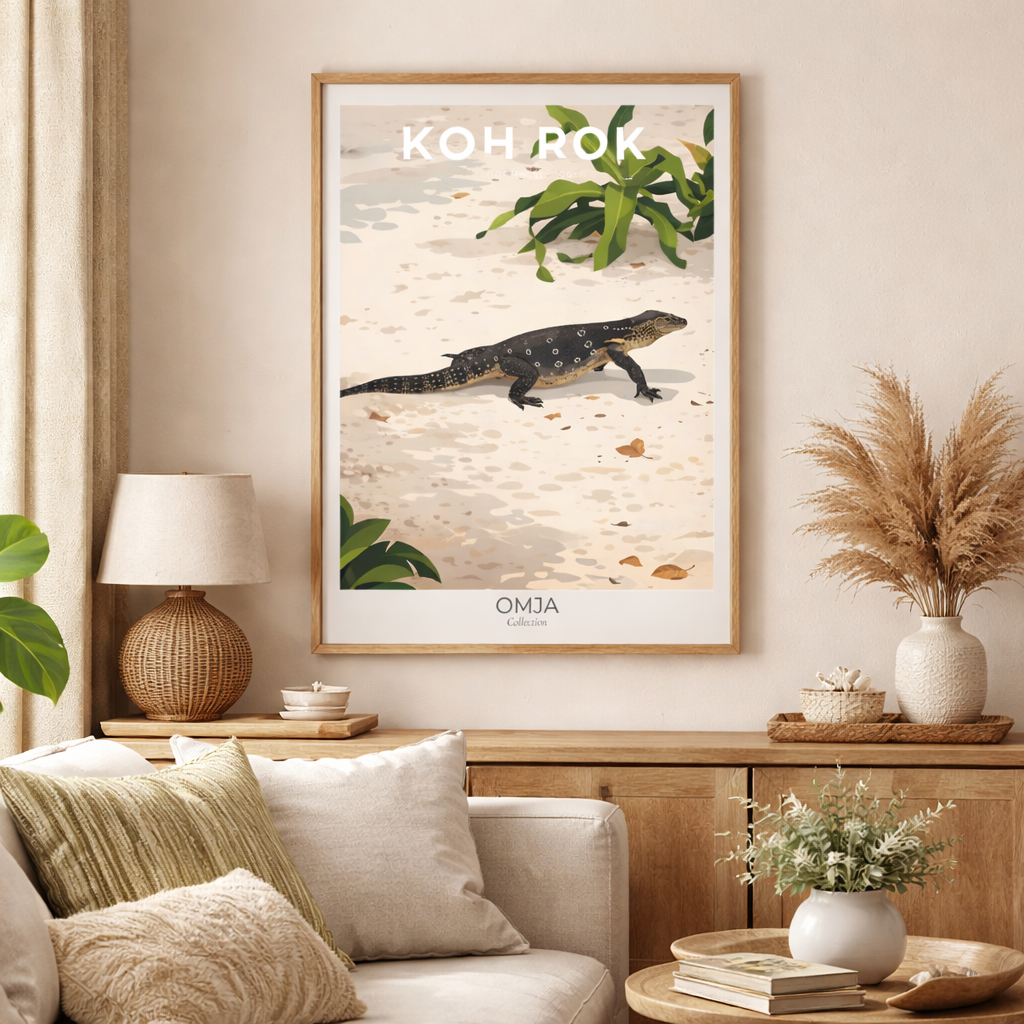 Affiche Voyage Koh Rok Thaïlande – Île Sauvage du Parc Mu Ko Lanta, Esprit Tropical & Évasion Exotique Poster Tropical Art Mural