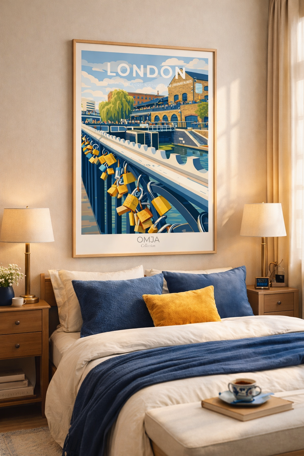 Affiche Londres Camden cadenas – Poster voyage UK, déco murale moderne, cadeau London