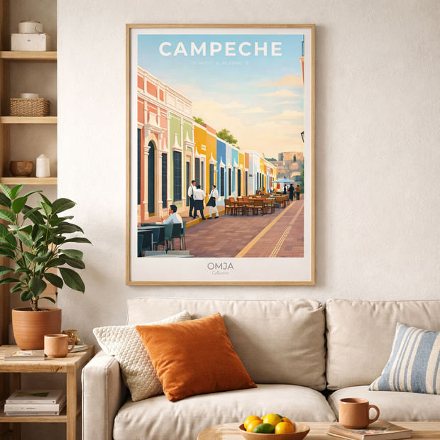 Affiche Campeche – Rue Colorée du Mexique | Poster Voyage & Déco Murale