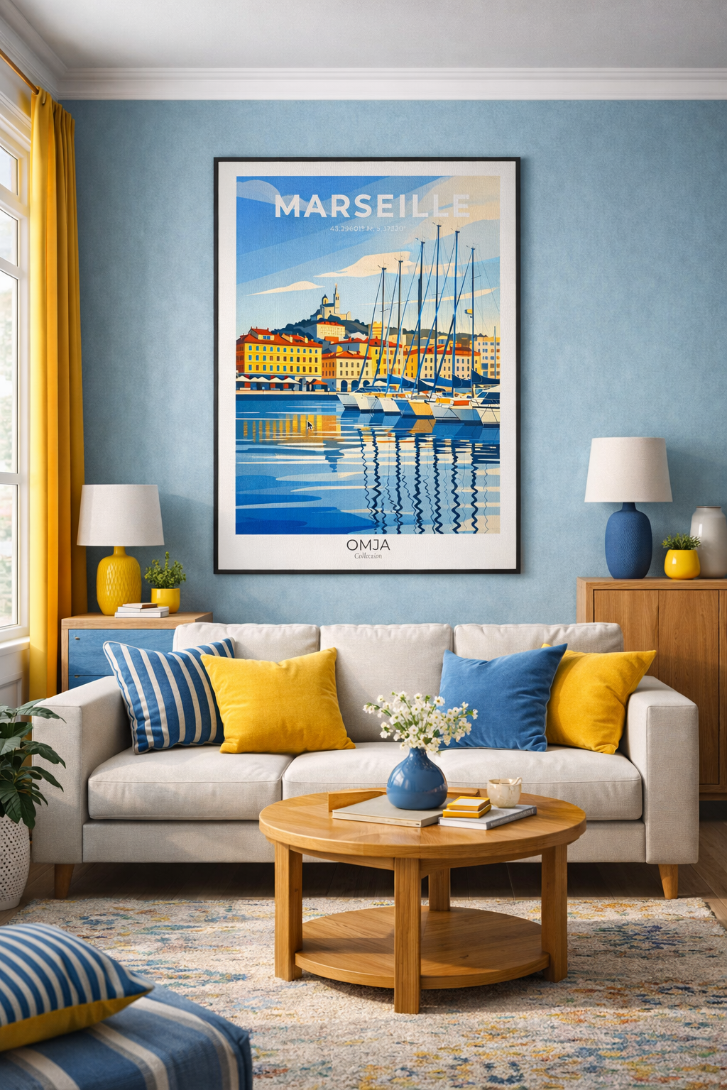 Affiche Marseille – Vieux-Port Méditerranéen & Soleil du Sud | Poster Voyage Déco Murale