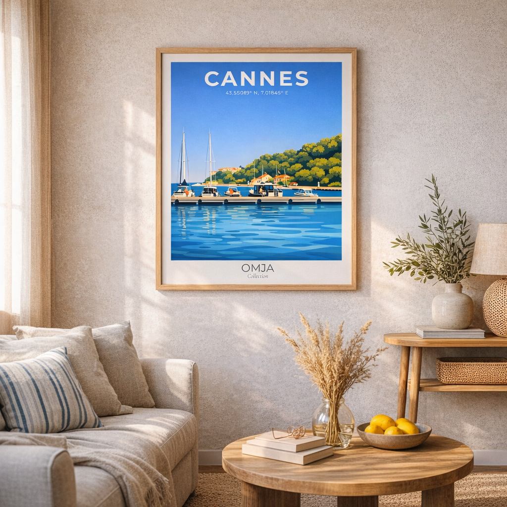 Affiche Îles de Lérins – Cannes Côte d’Azur | Poster Voyage Méditerranée Authentique