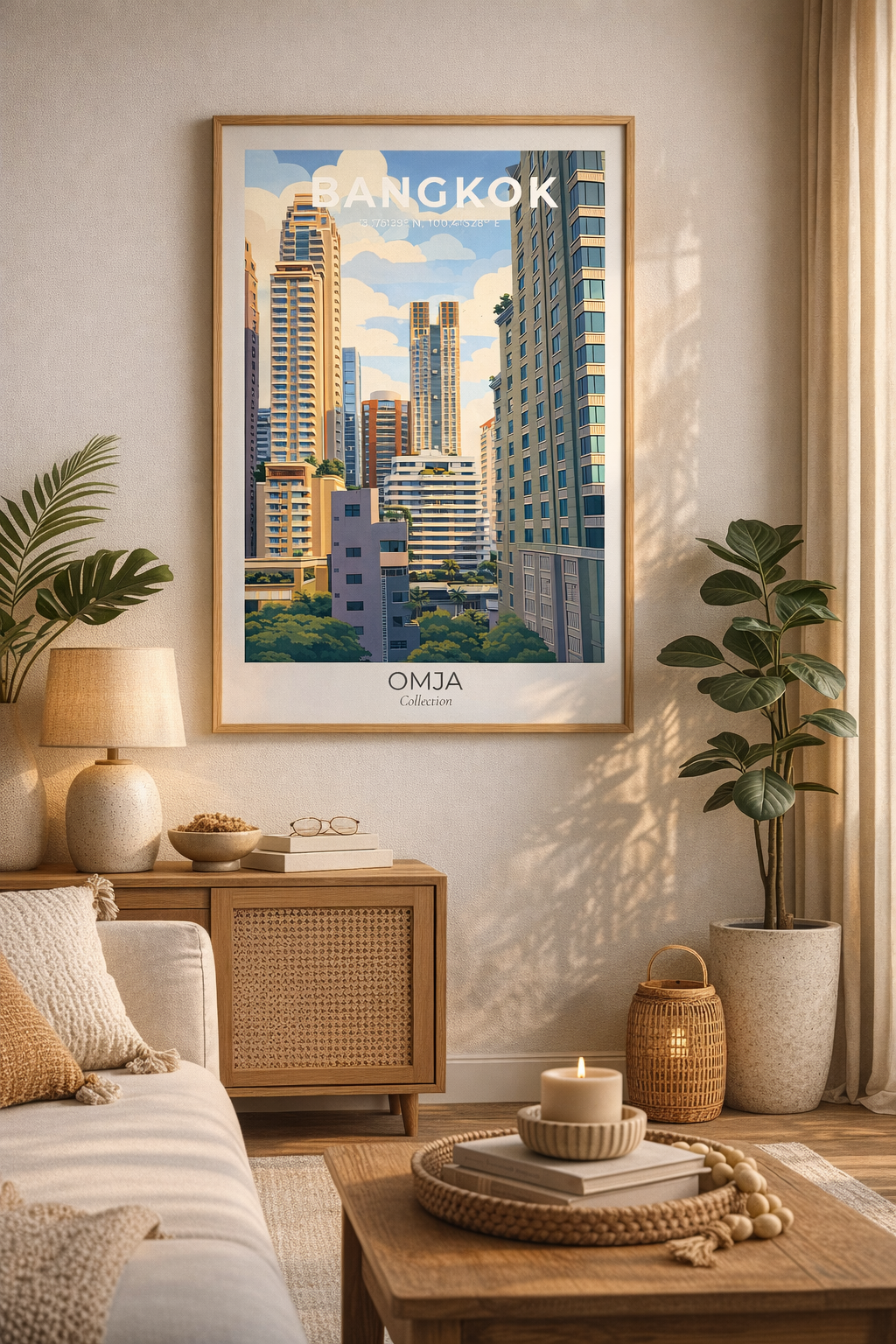 Affiche Bangkok Thaïlande – photo de voyage authentique, skyline urbaine tropicale, déco moderne salon/chambre, cadeau souvenir