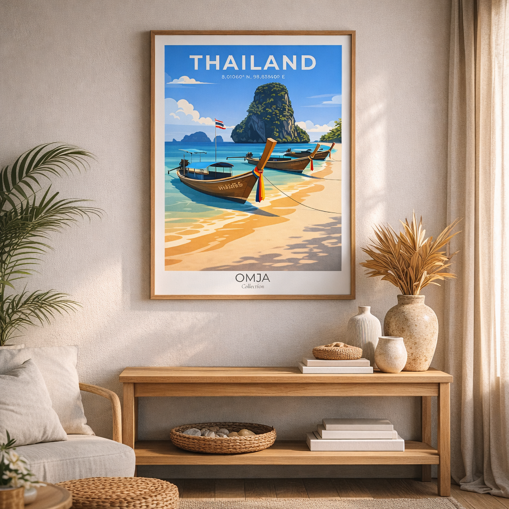 Affiche Thaïlande Railay Beach, Krabi – Poster voyage authentique, déco bord de mer tropicale, souvenir de nos explorations