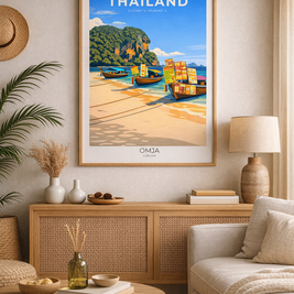 Affiche Voyage Thaïlande – Krabi & mer d’Andaman, photo originale de nos road-trips, décoration murale tropicale, idée cadeau