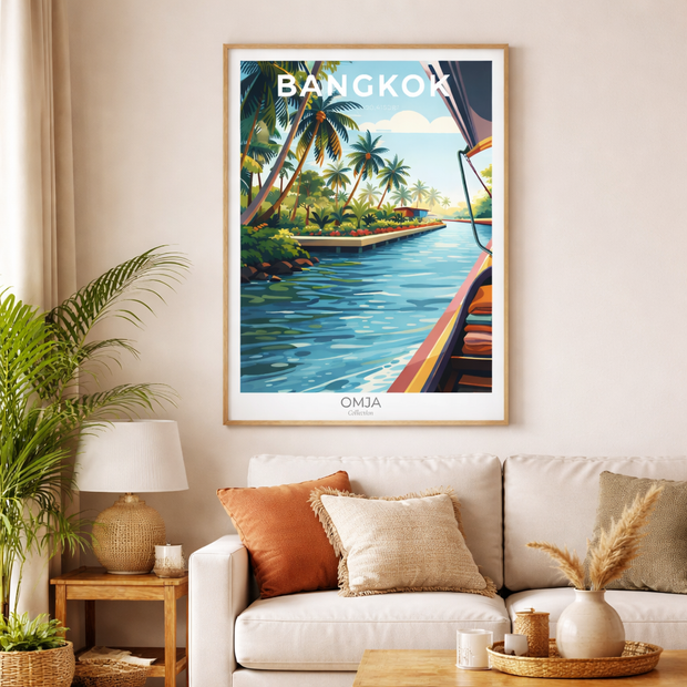 Affiche Bangkok Thaïlande – Photo de voyage authentique, déco exotique tropicale, cadeau globe-trotteur, style bohème chic