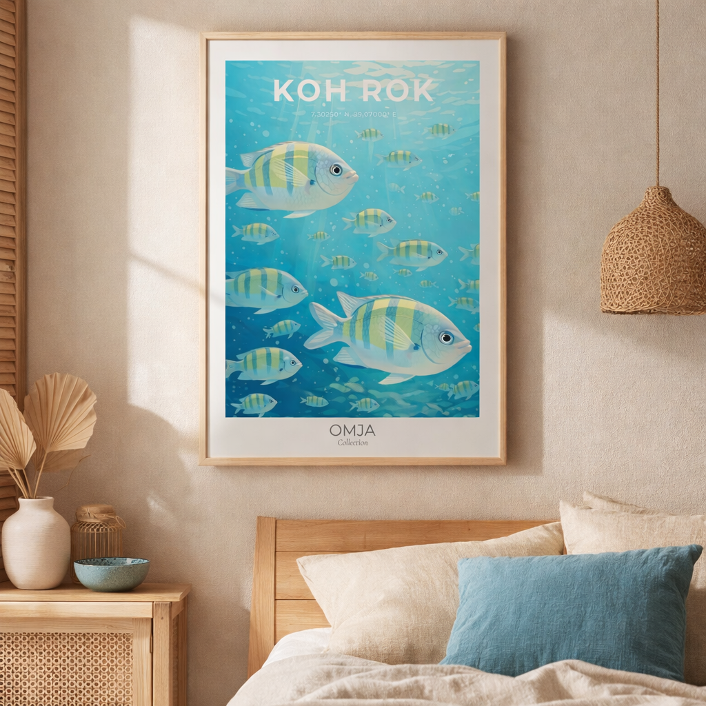 Affiche Koh Rok Thaïlande, évasion tropicale des îles Andaman – décoration murale voyage authentique et cadeau bord de mer