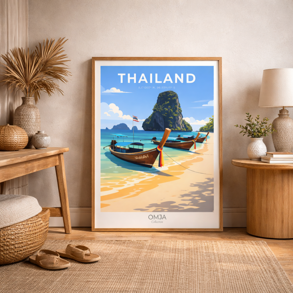 Affiche Thaïlande Railay Beach, Krabi – Poster voyage authentique, déco bord de mer tropicale, souvenir de nos explorations