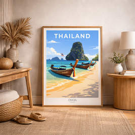 Affiche Thaïlande Railay Beach, Krabi – Poster voyage authentique, déco bord de mer tropicale, souvenir de nos explorations