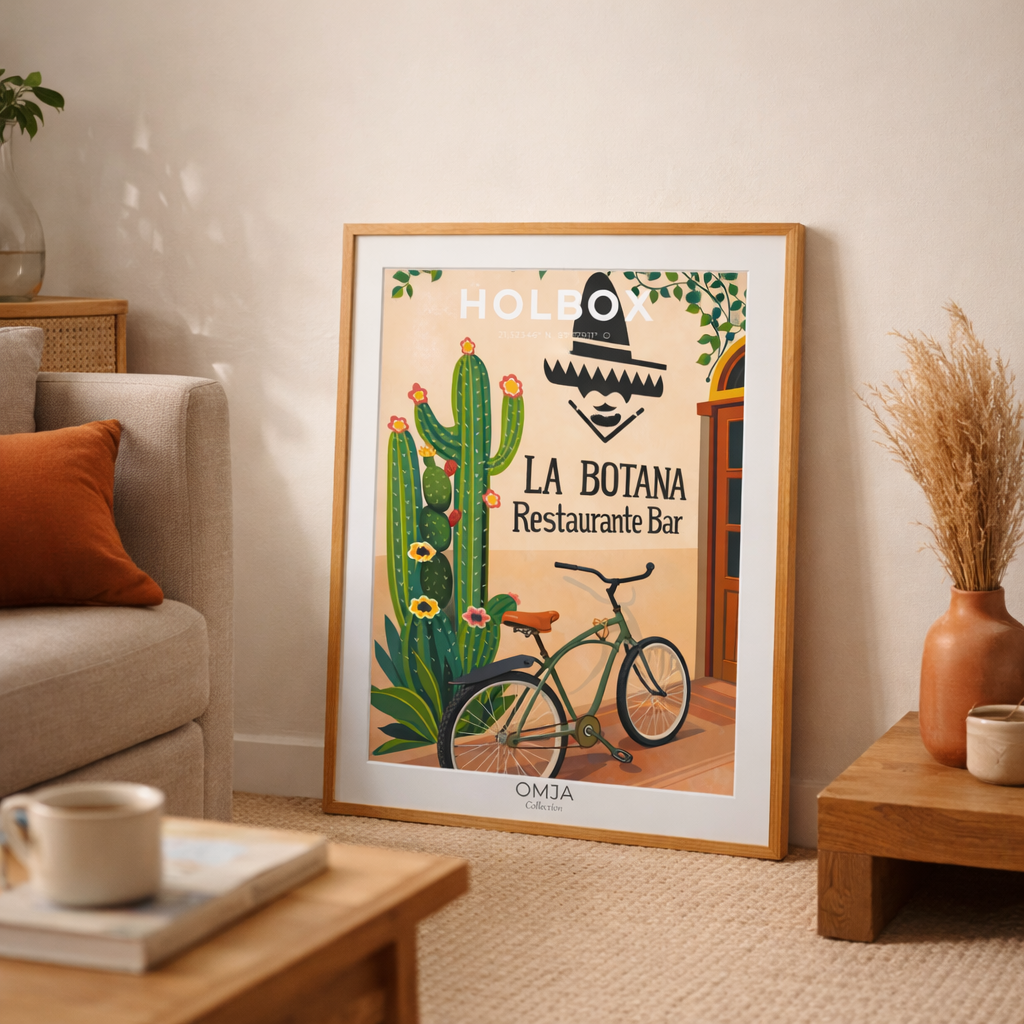 Affiche Holbox Mexique – Isla Holbox “La Botana” | Poster voyage bohème, déco tropicale Yucatán