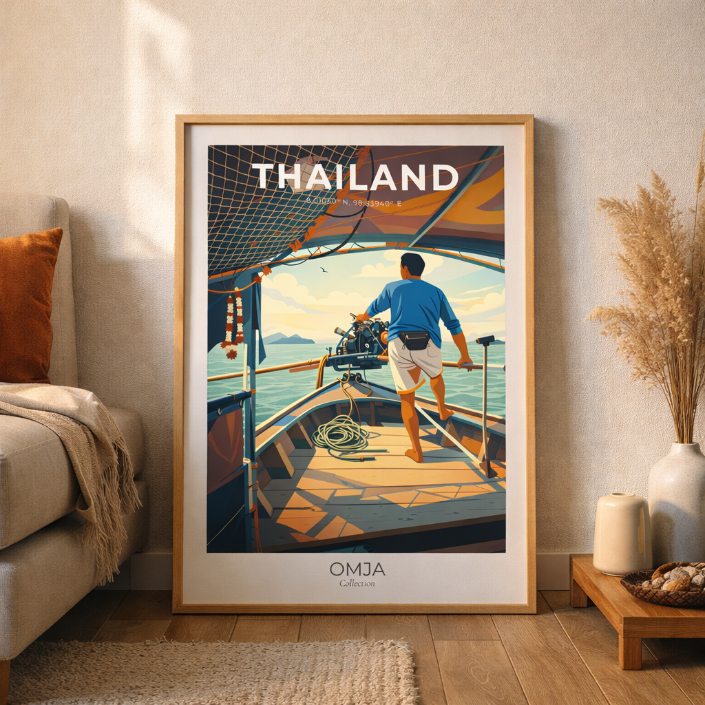 Affiche Thaïlande authentique – Poster voyage tropical chic, décoration murale inspirante issue de nos propres aventures